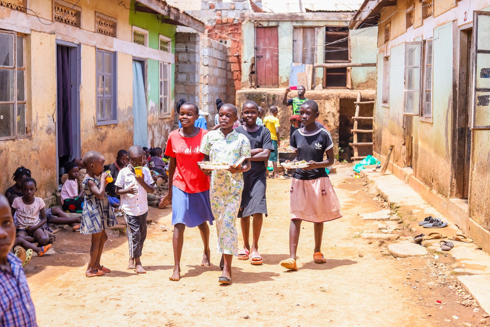 Children walking together through their neighbourhood